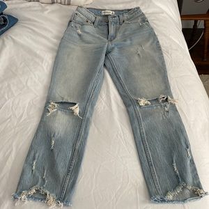 Abercrombie Distressed High Rise Mom Jeans